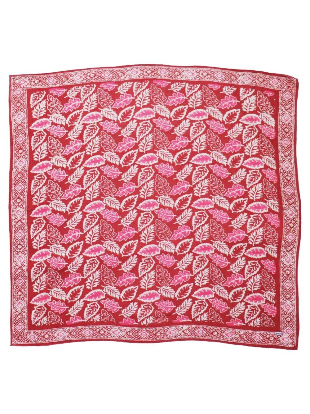 Large 39" Batik Bandana, Peach Coral Leaf, 100% Cotton